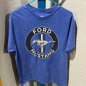 Ford Blue Short Sleeve Tee with Iconic Mustang Emblem